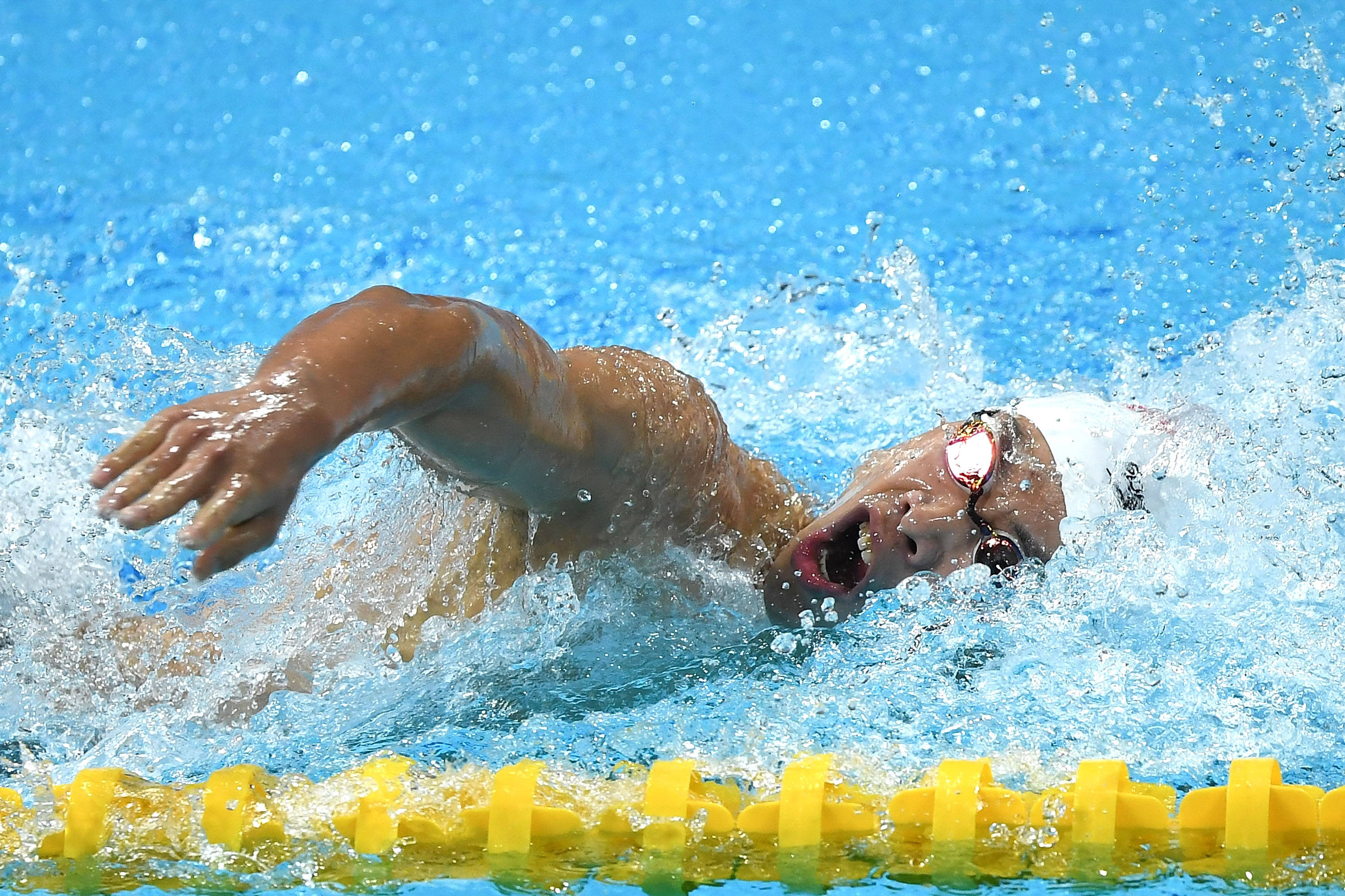 游泳比赛男子自由泳预赛展开